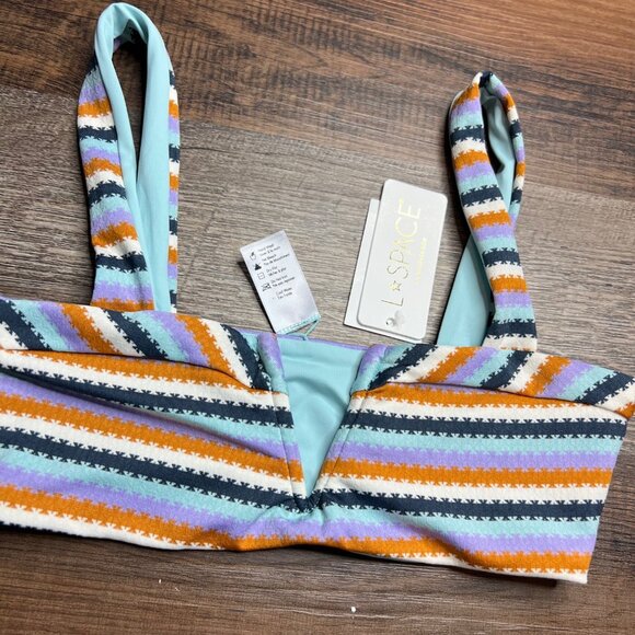 L*Space Lee Lee Bralette Bikini Top Size S Over The Moon Stripe NWT - Picture 5 of 9